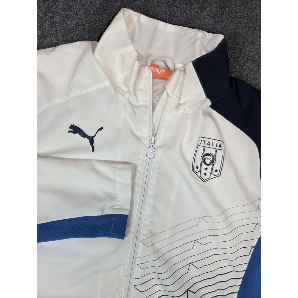 Vintage Puma FIGC Italy Walkout Jacket Mens Large White Soccer Football